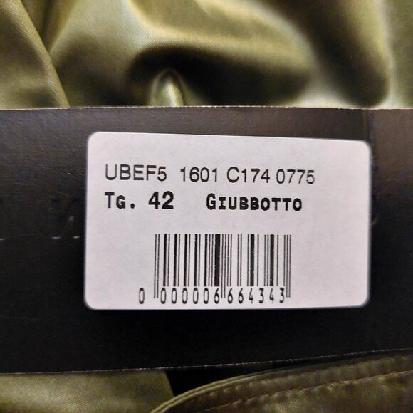 Richmond X Olive Green Pleated Cropped 3/4 Sleeve Jacket Sz 42 NWT - Picture 15 of 16